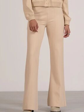 SCUBA Pants Cream High-Waist Flare